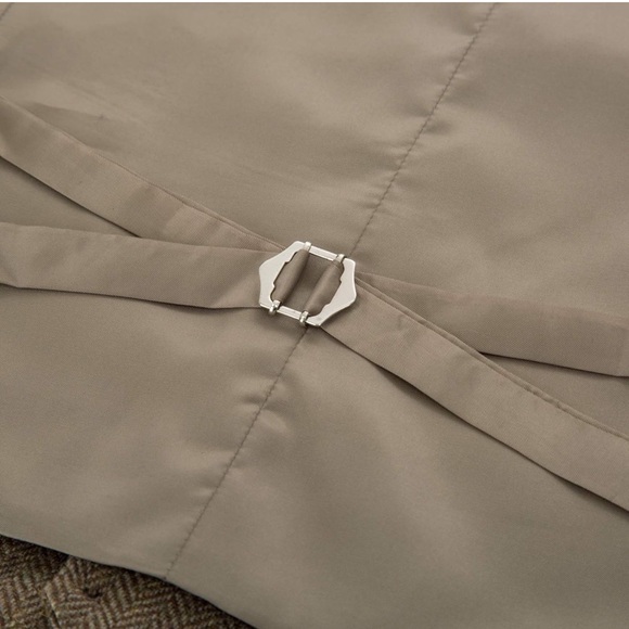 PJ PAUL JONES Men's Herringbone Tweed Suit Vest Casual Wool Blend Waistcoat - Picture 4 of 9